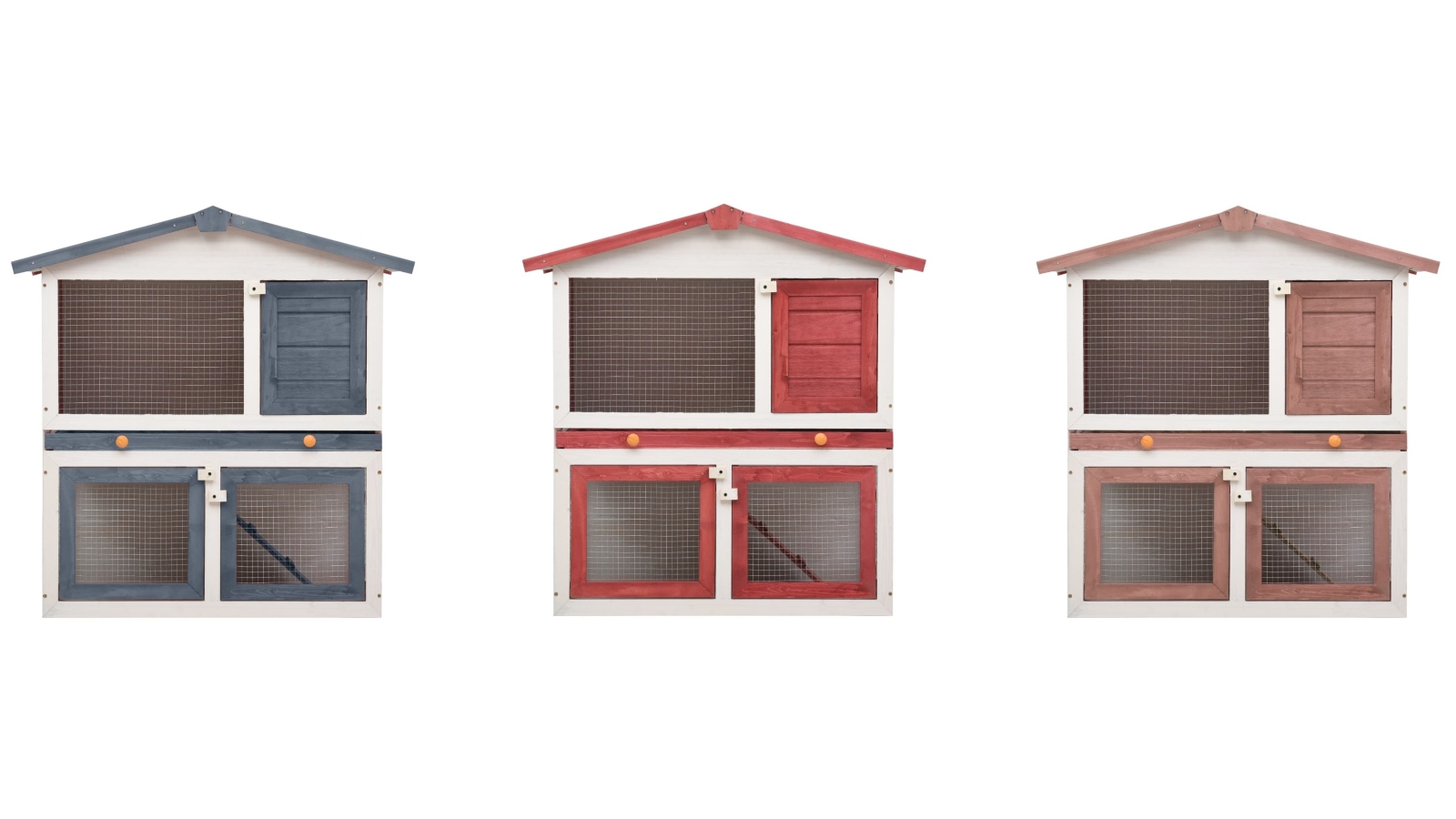 vidaXL Outdoor 3 Doors Wood Rabbit Hutch