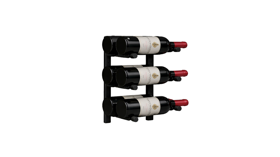 KingsBottle 34.2cm Metal Rail Wall-Mounted Wine Rack with 3 Pairs Double Deep Offset Peg