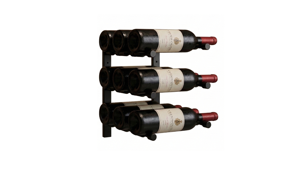 KingsBottle 34.2cm Metal Rail Wall-Mounted Wine Rack with 3 Pairs Triple Deep Offset Peg