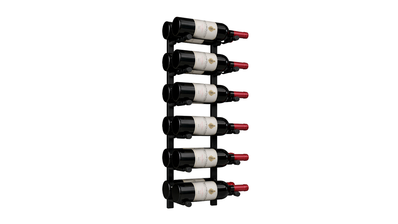 KingsBottle 68.4cm Metal Rail Wall-Mounted Wine Rack with 6 Pairs Double Deep Offset Peg