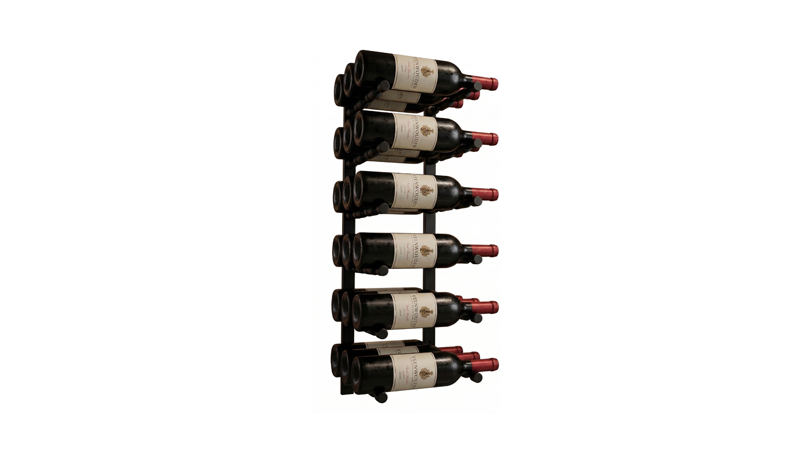 KingsBottle 68.4cm Metal Rail Wall-Mounted Wine Rack with 6 Pairs Triple Deep Offset Peg