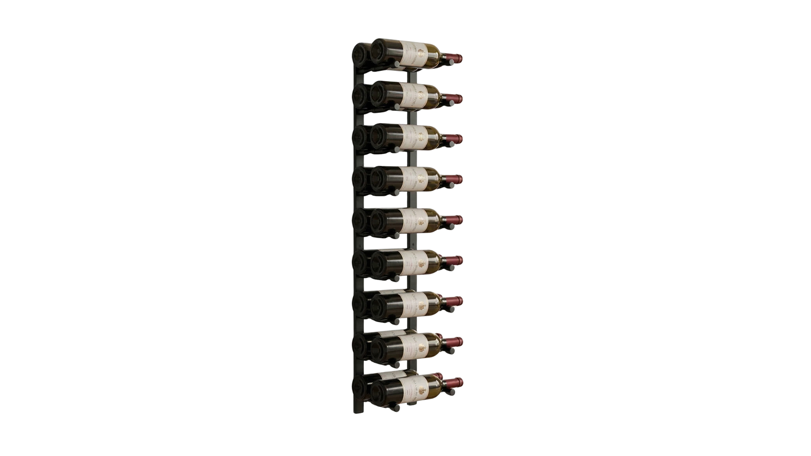 KingsBottle 102.6cm Metal Rail Wall-Mounted Wine Rack with 9 Pairs Double Deep Offset Peg