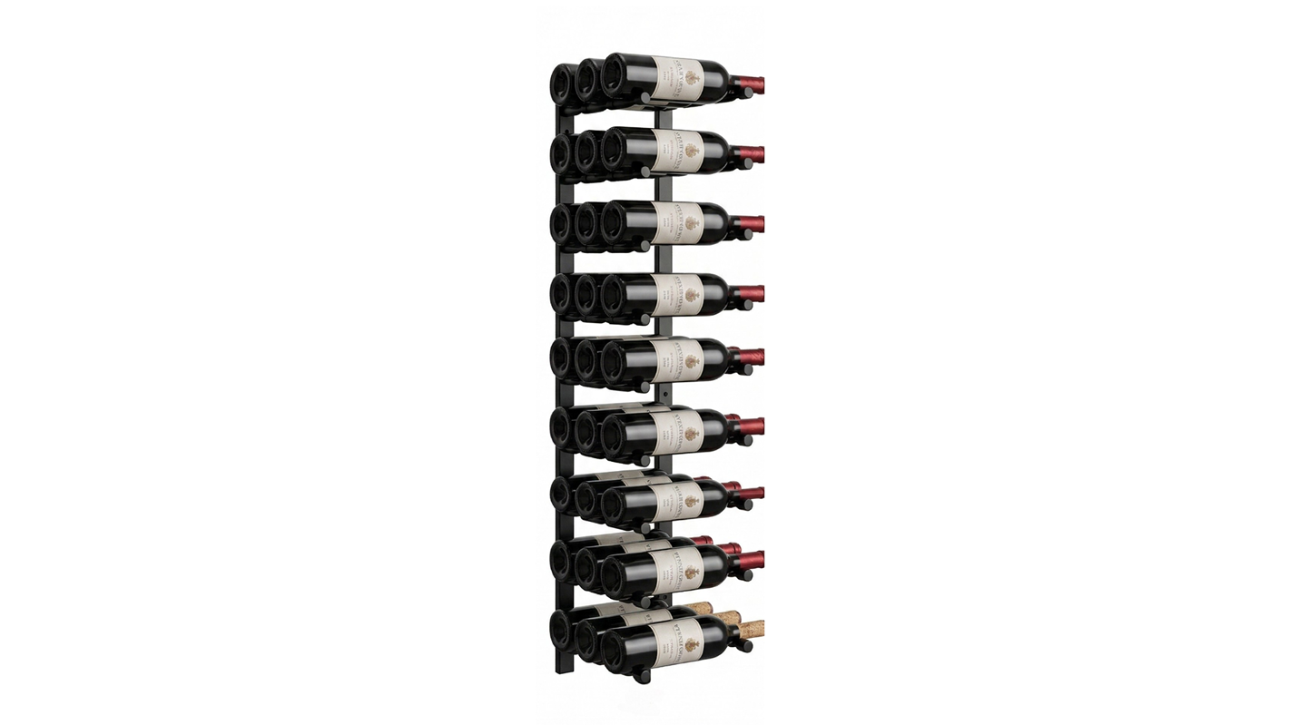 KingsBottle 102.6cm Metal Rail Wine Rack with 9 Pairs Triple Deep Offset Peg