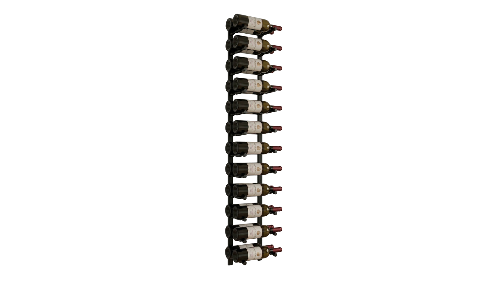 KingsBottle 136.8cm Metal Rail Wall-Mounted Wine Rack with 12 Pairs Double Deep Offset Peg