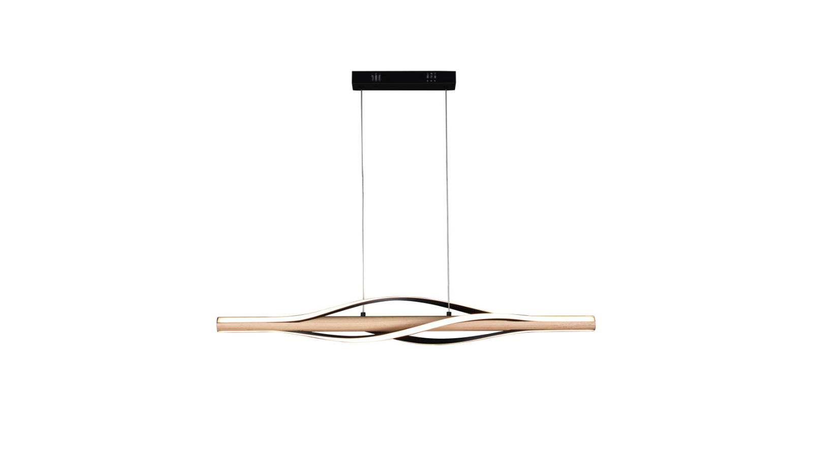 Luminea Randy Sleek Curvy CCT LED Hanging Pendant Light - Black/Wood