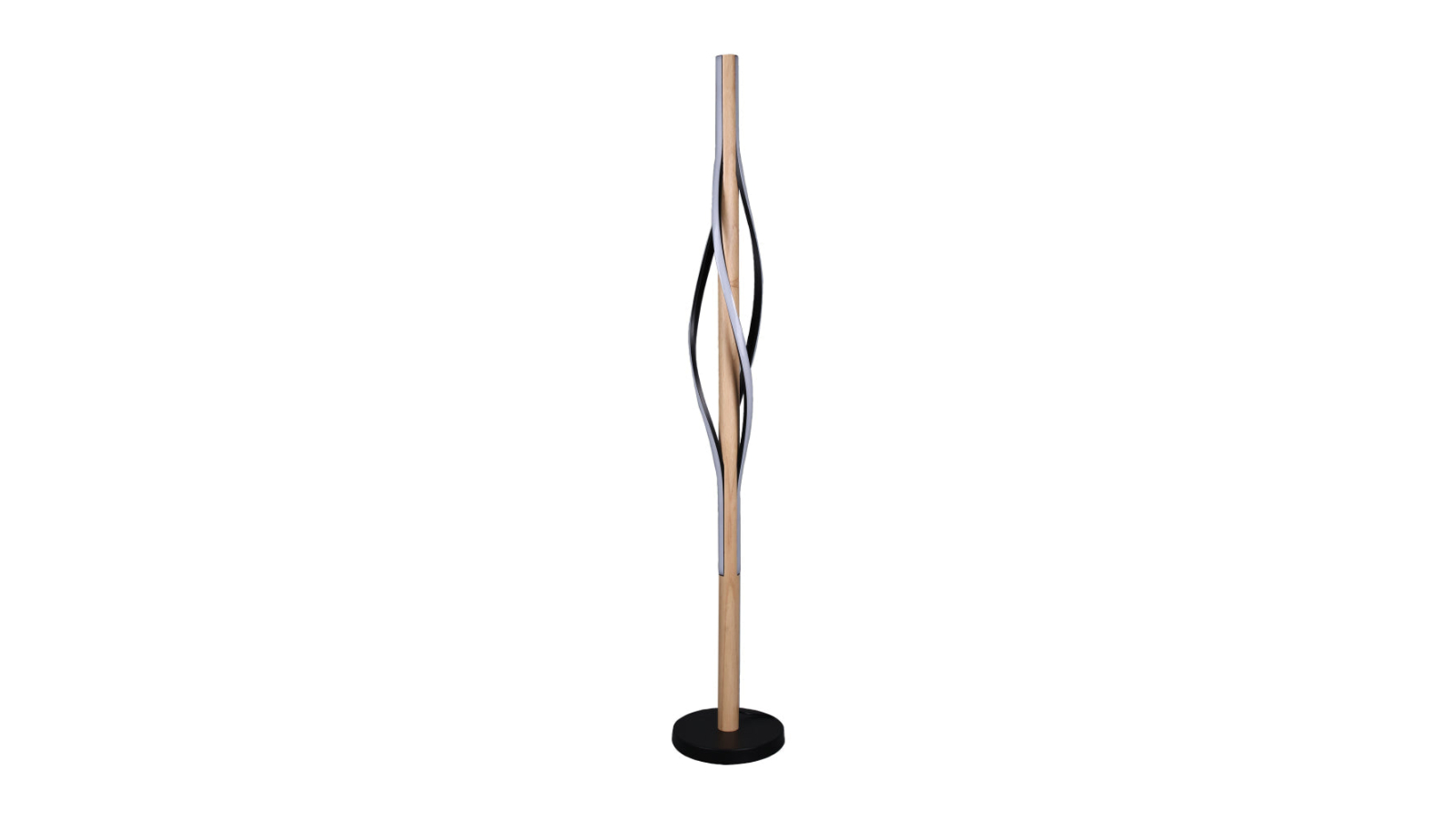 Luminea Randy Sleek Curvy LED Standing Floor Lamp - Black/Wood