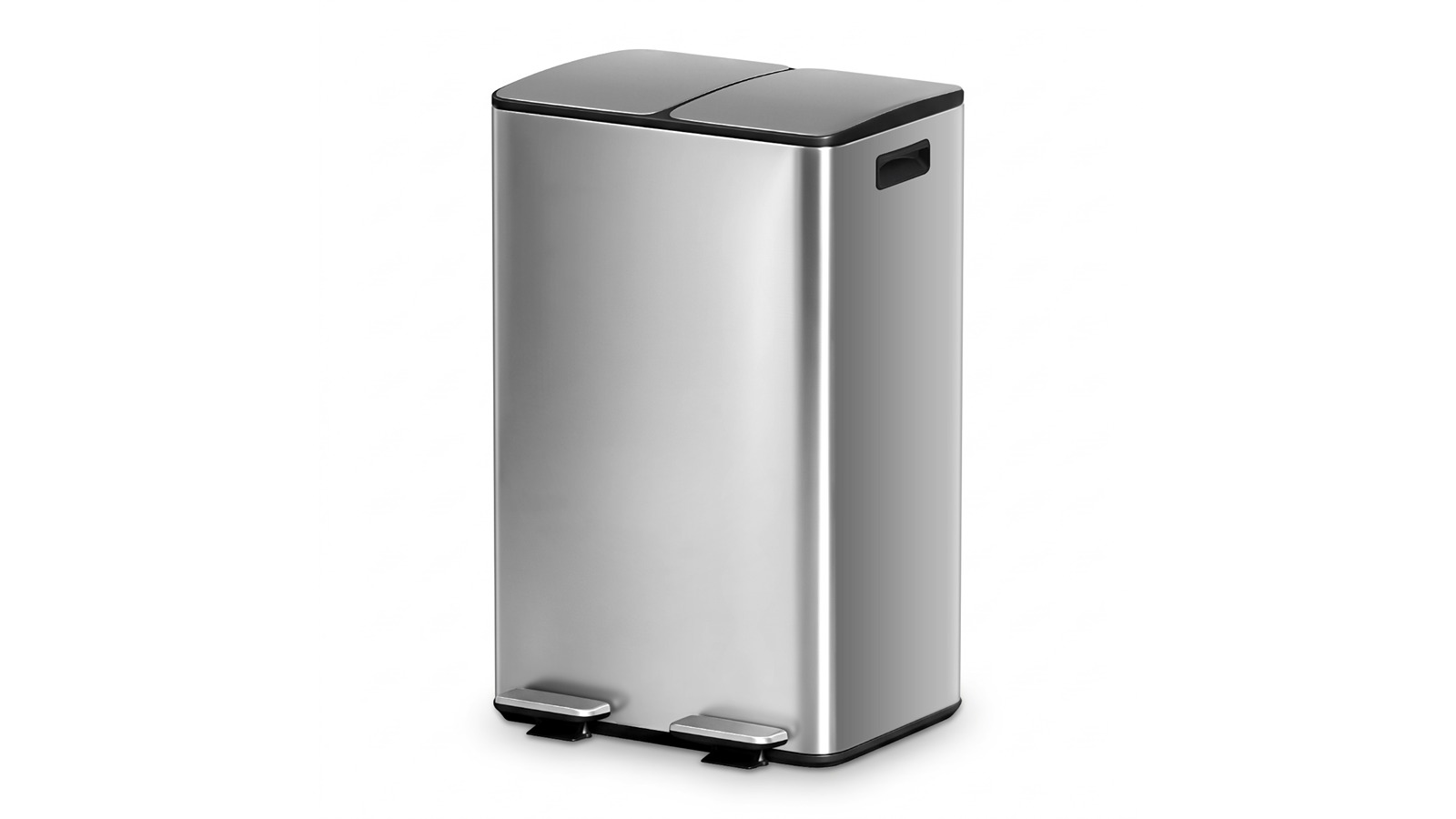 Cefito Silver Dual Compartment Waste Pedal Bin - 60 Litre
