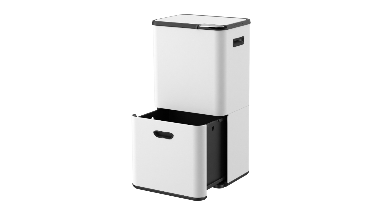 Cefito 63L Rubbish Compartment Carbon Steel Split Door Trash Can - White