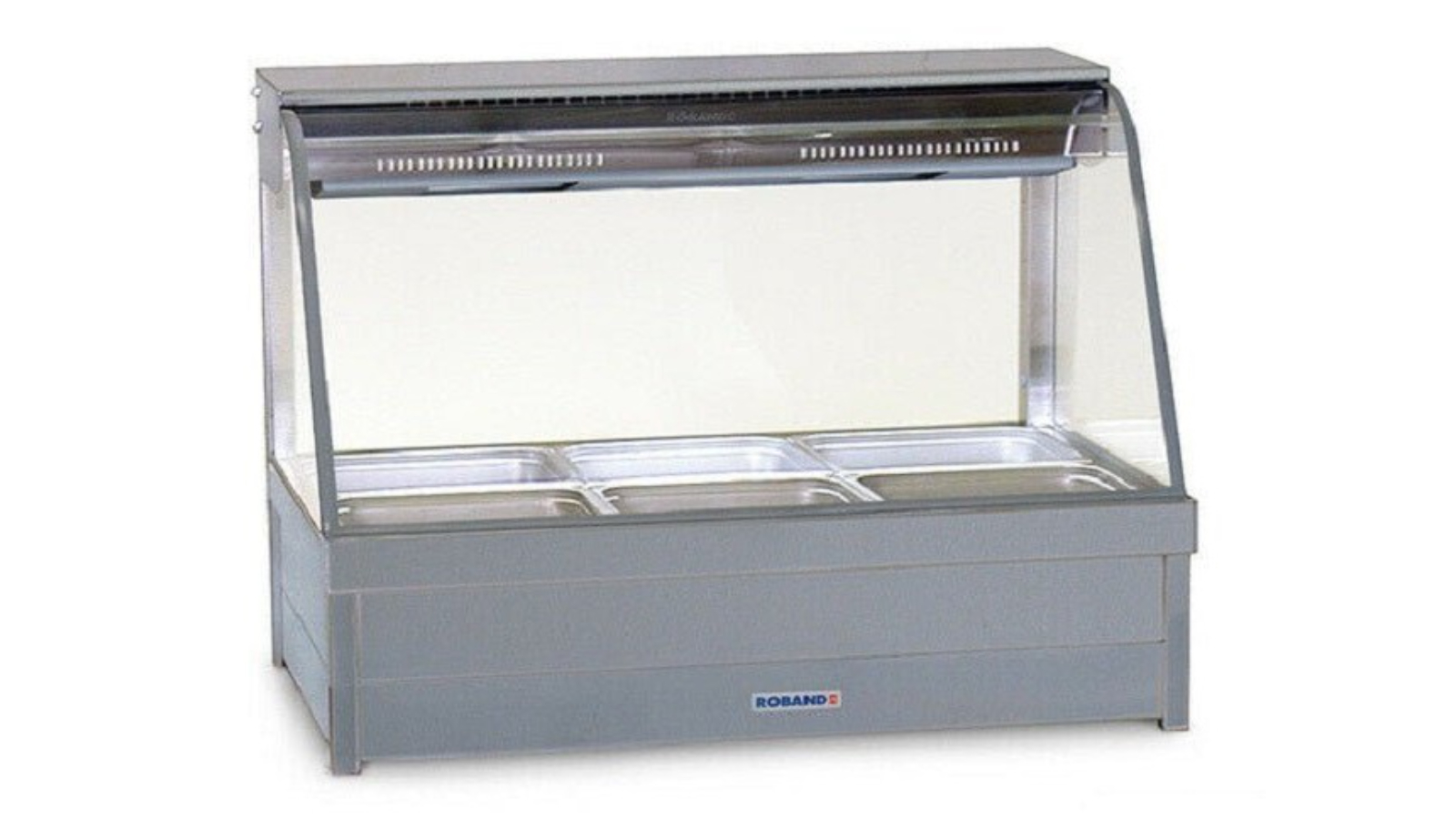 Roband Curved Glass Hot Food Display Bar with 6 Pan Double Row/Roller Door