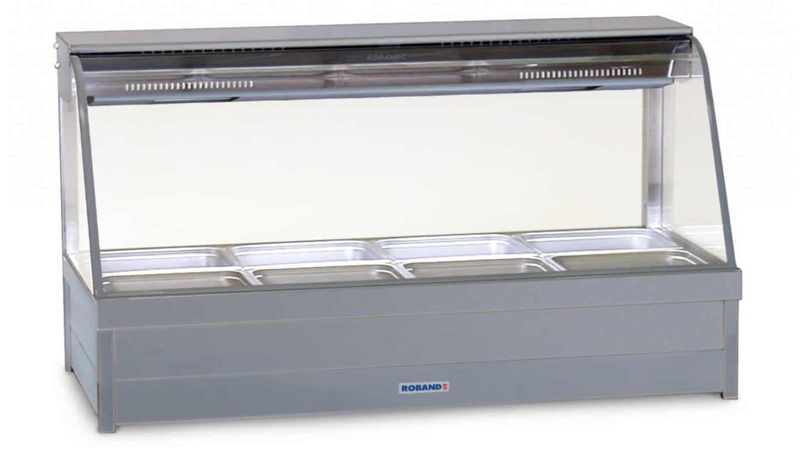 Roband Curved Glass Hot Food Display Bar with 8 Pan Double Row/Roller Door
