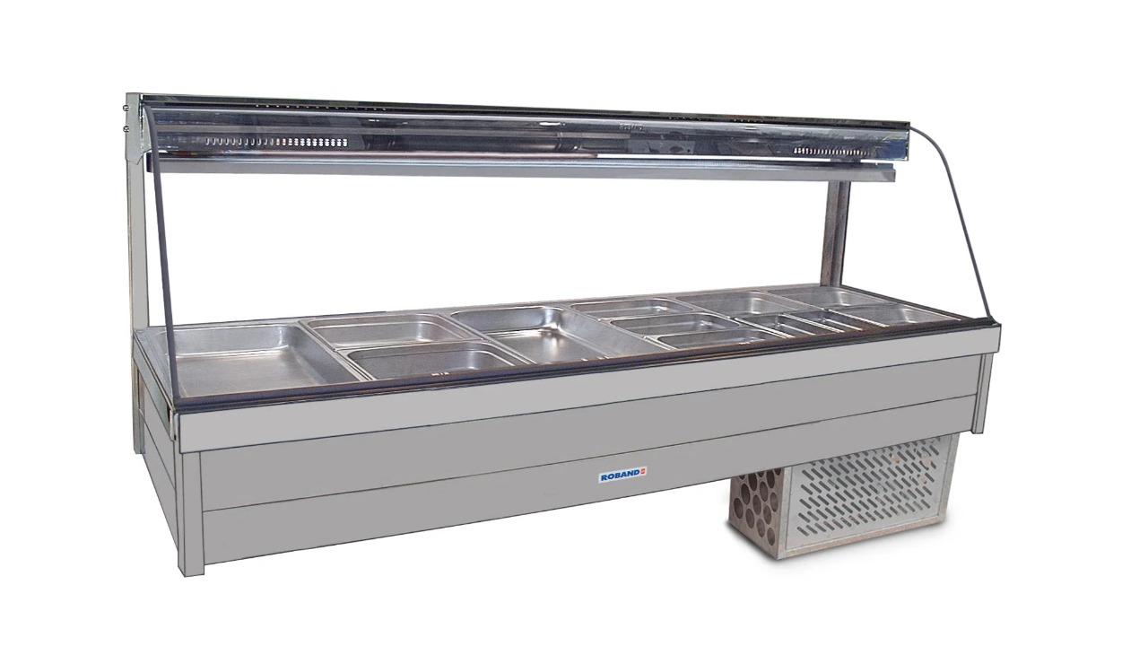 Roband Curved Glass Refrigerated Display Bar and 12 Pan