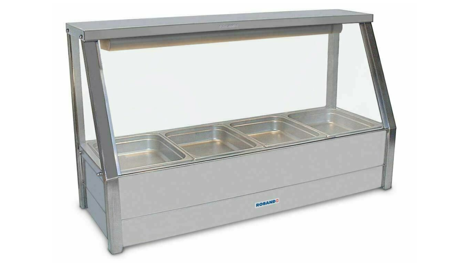 Roband Straight Glass Hot Food Display Bar with 4 Pan Single Row/Roller Door