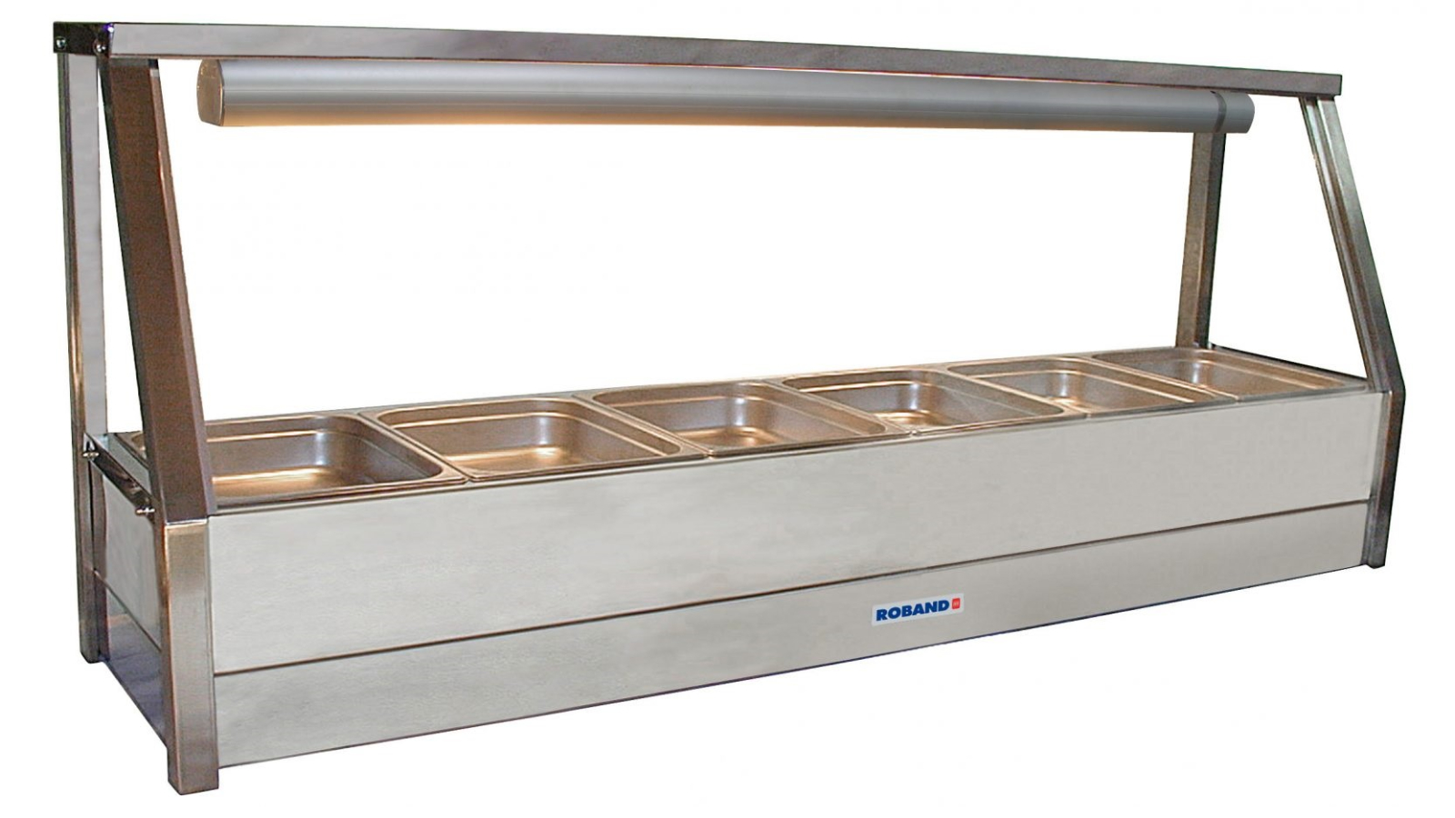 Roband Straight Glass Hot Food Display Bar with 6 Pan Single Row/Roller Door