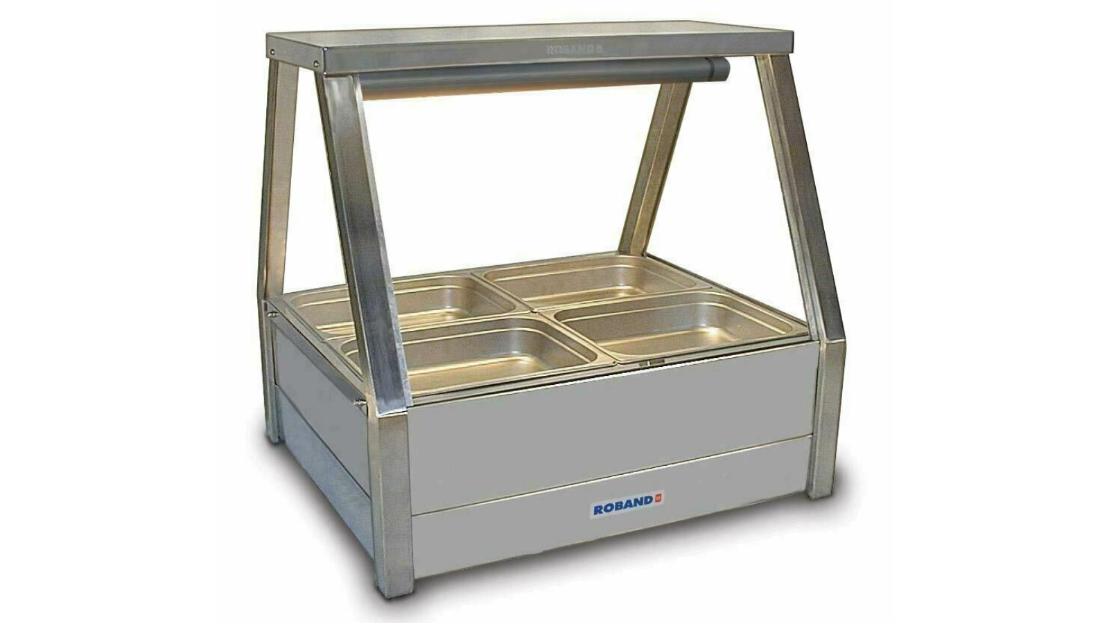 Roband Straight Glass Hot Food Display Bar with 4 Pan Double Row