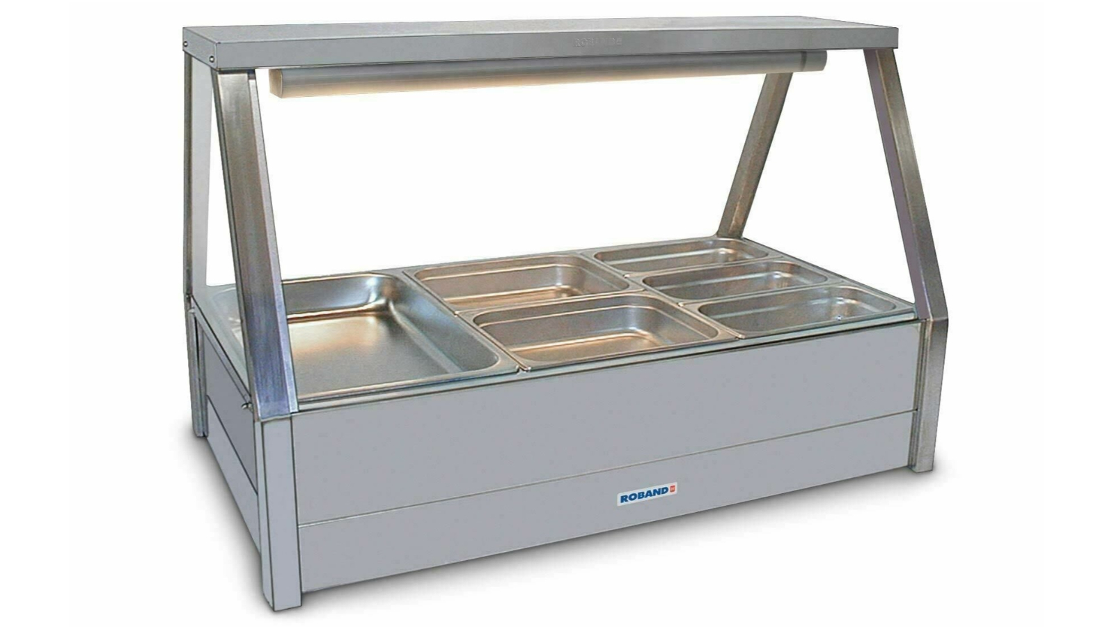 Roband Straight Glass Hot Food Display Bar with 6 Pan Double Row