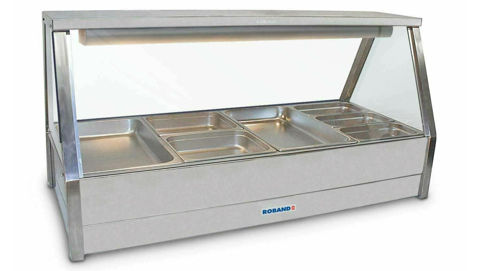 Roband Straight Glass Hot Food Display Bar with 8 Pan Double Row