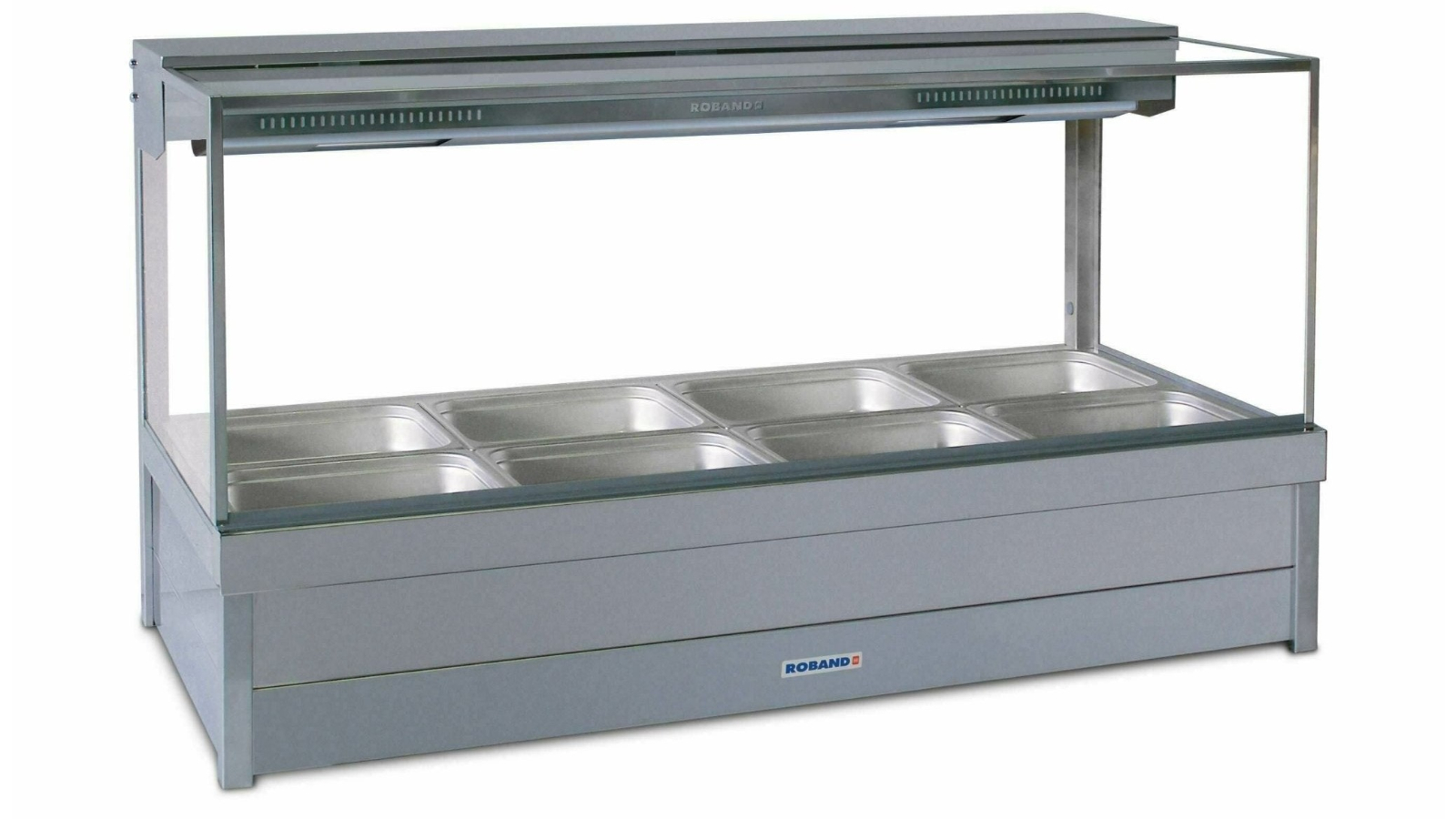 Roband 8 Pan Double Row with Roller Door Hot Food Display Bar