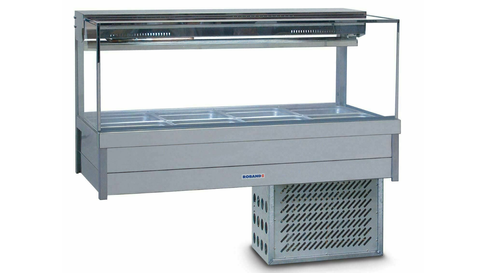 Roband 8 Pan Piped and Foamed Square Glass Refrigerated Display Bar