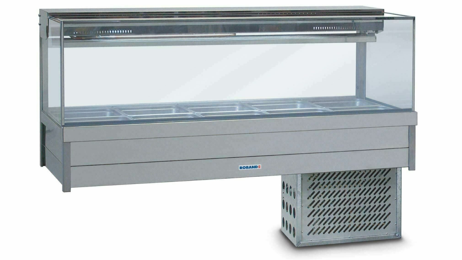 Roband 10 Pan Piped and Foamed Square Glass Refrigerated Display Bar