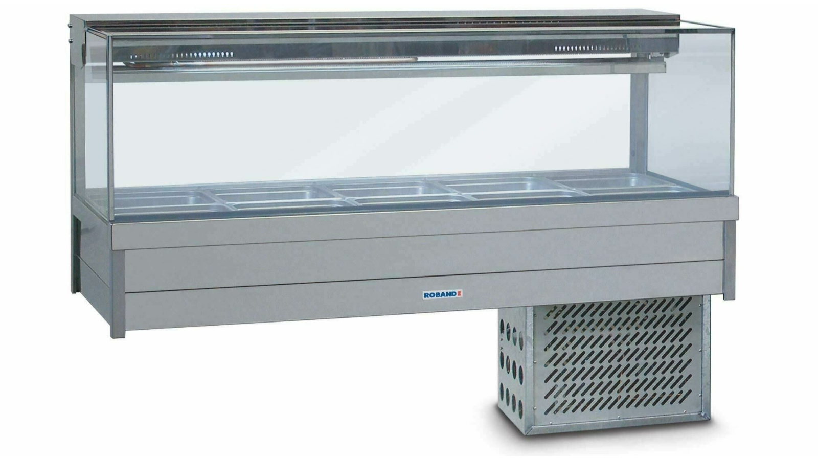 Roband 12 Pan Piped and Foamed Square Glass Refrigerated Display Bar