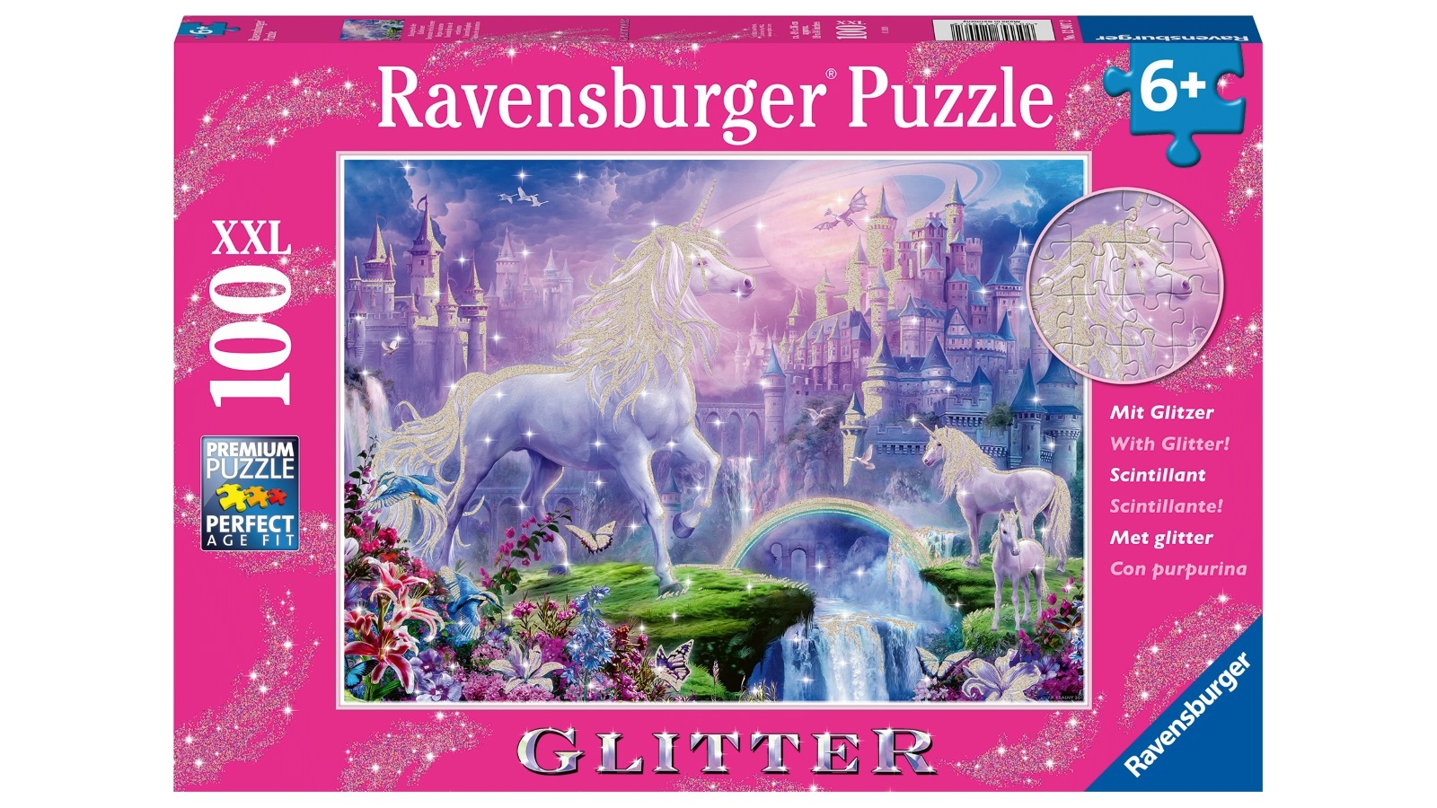 Ravensburger 100 Piece Unicorn Kingdom Glitter Puzzle | Harvey Norman