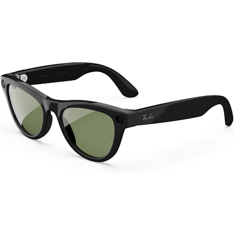 Ray-Ban Meta Skyler Gen 2 AI Glasses - Shiny Black Standard Frame with Green Lens