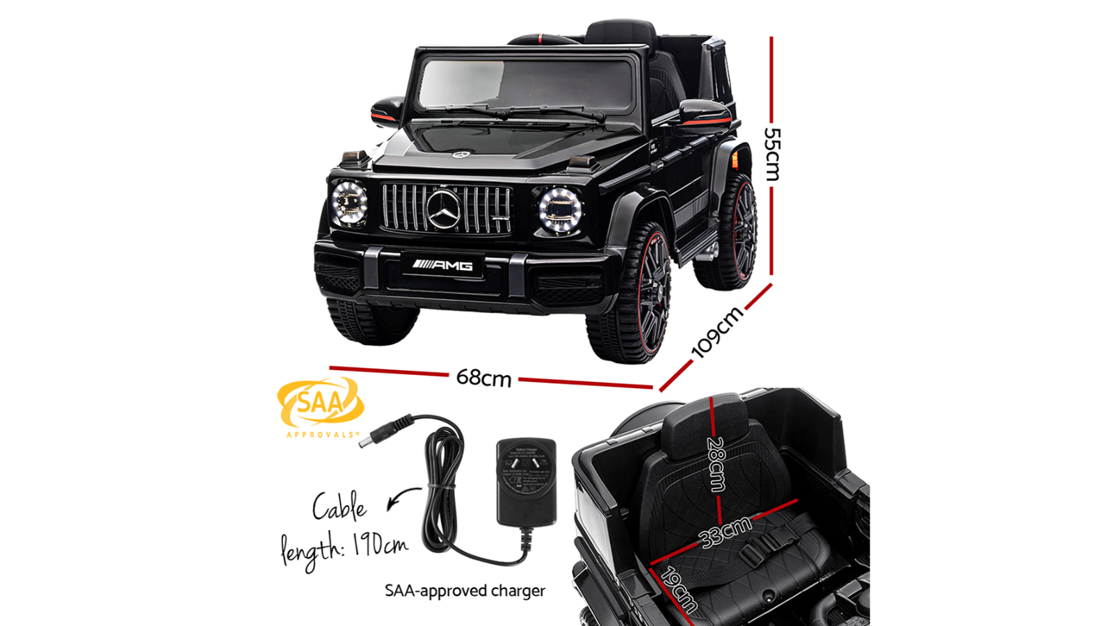 Mercedes Benz Kids Ride On Car Electric AMG G63 Licensed Remote Cars 12V Black