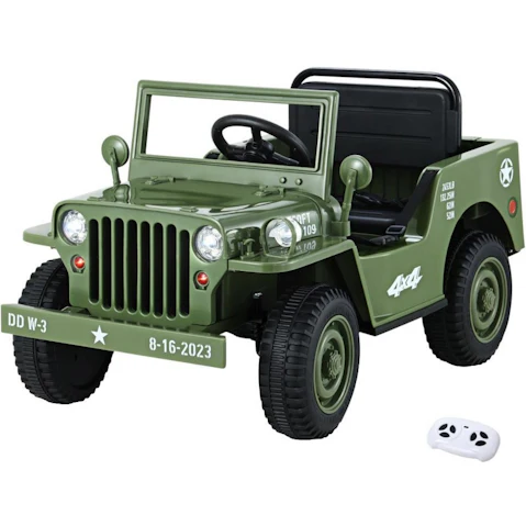 Rigo Ride On Car Jeep Kids Electric Military Toy Cars 12V - Olive