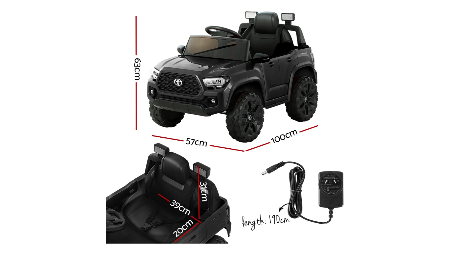 Toyota Kids Ride On Electric Off-Road Tacoma Jeep Black Harvey