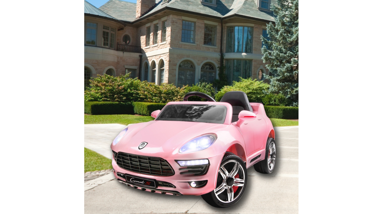Pink porsche ride on car discount
