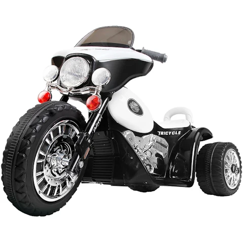 Rigo Kids Ride On Motorbike Police Tricycle - Black/White