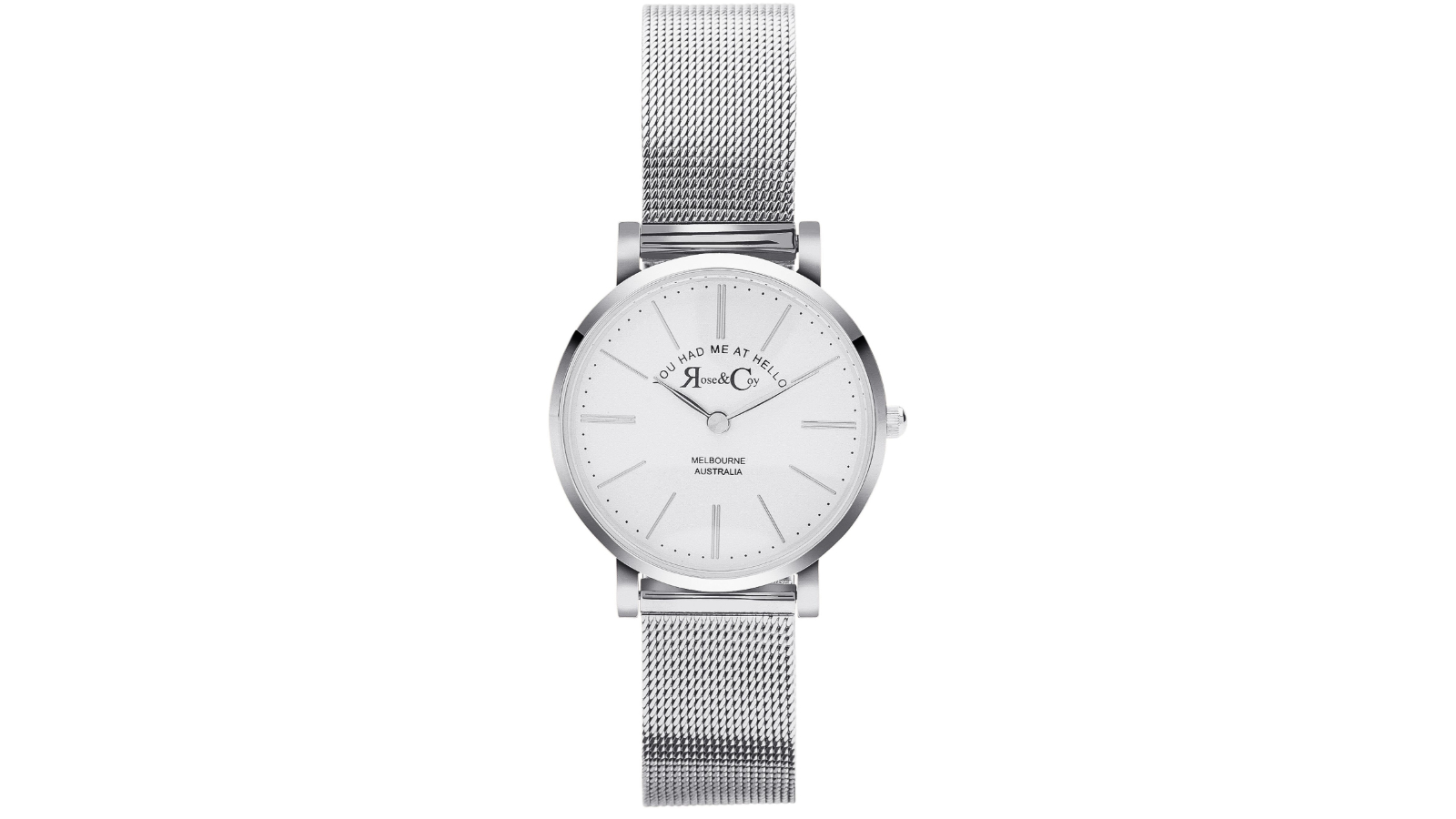 Rose and Coy 3cm You Had Me at Hello Mesh Strap - Silver