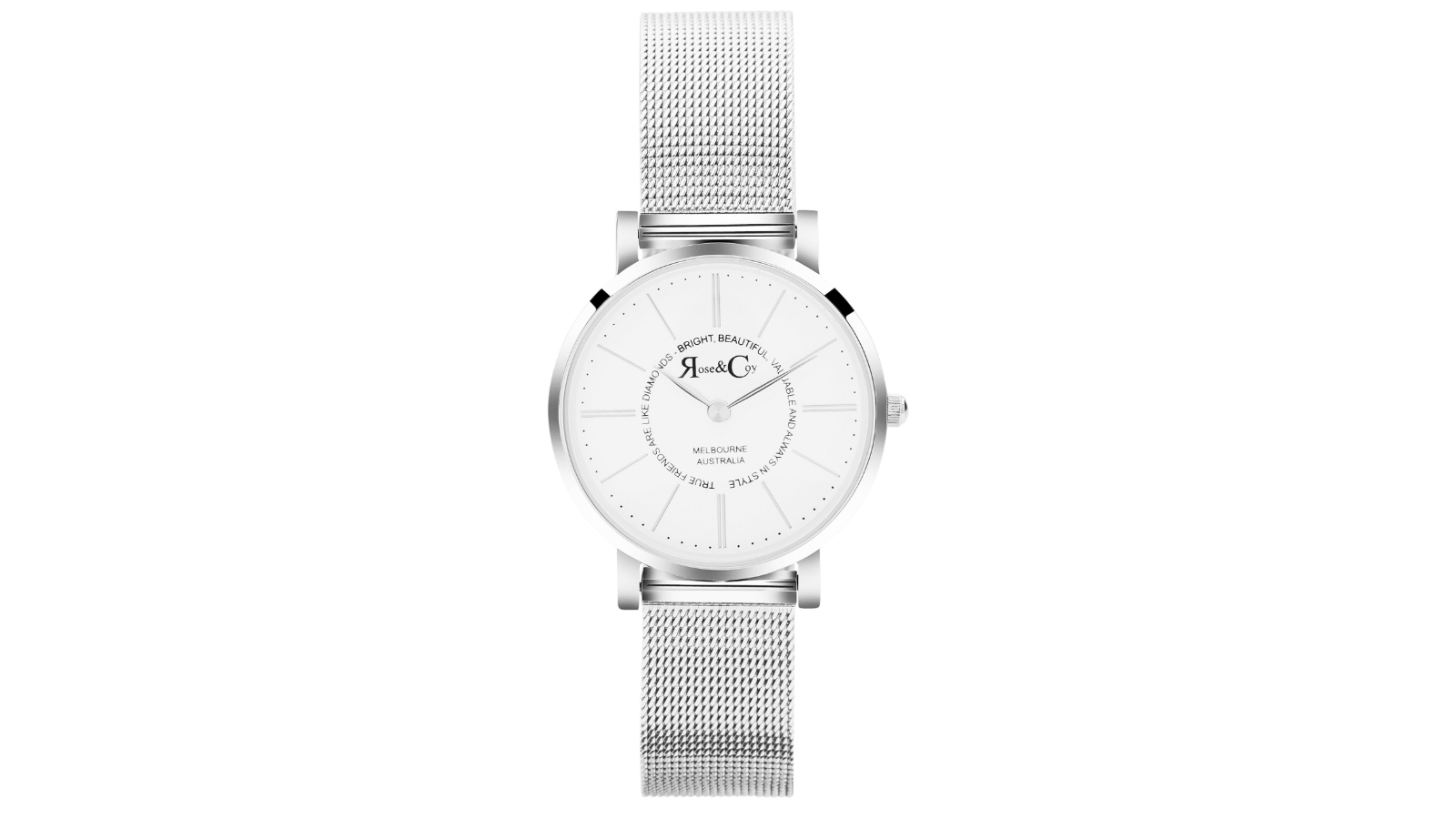 Rose and Coy 3cm True Friends Mesh Strap - Silver