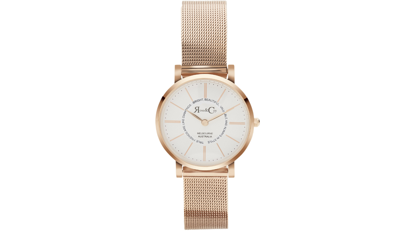Rose and Coy 3cm True Friends Mesh Strap - Rose Gold
