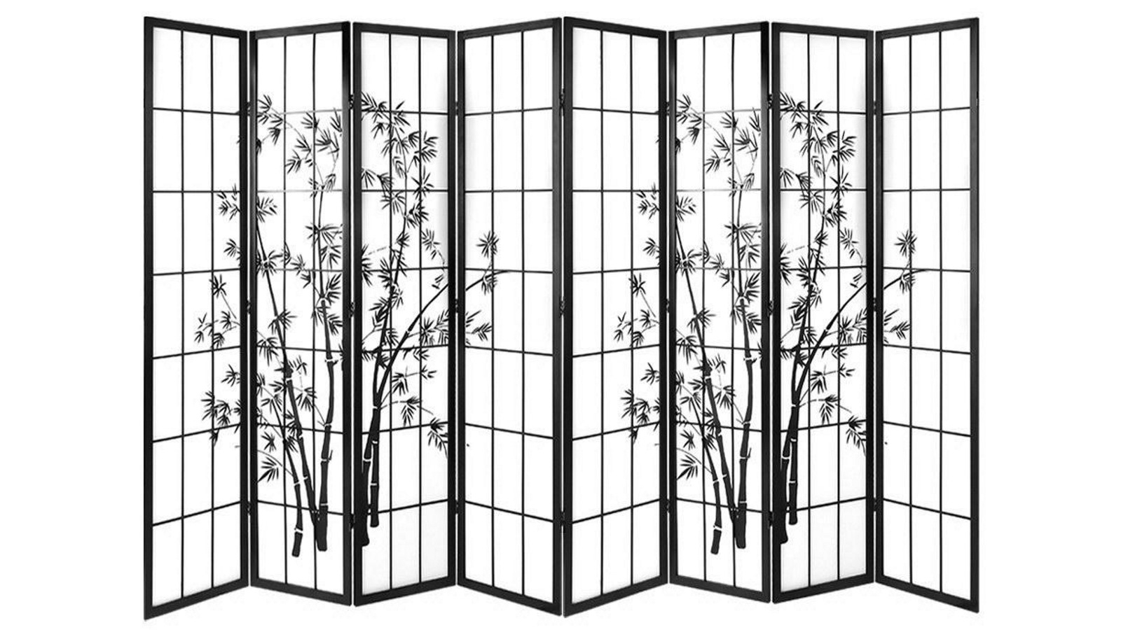 Artiss 8 Panel Shoji Bamboo Room Divider - Black/White