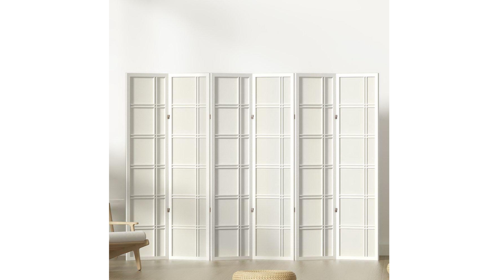 Artiss 6 Panel Square Style Room Divider White Harvey Norman