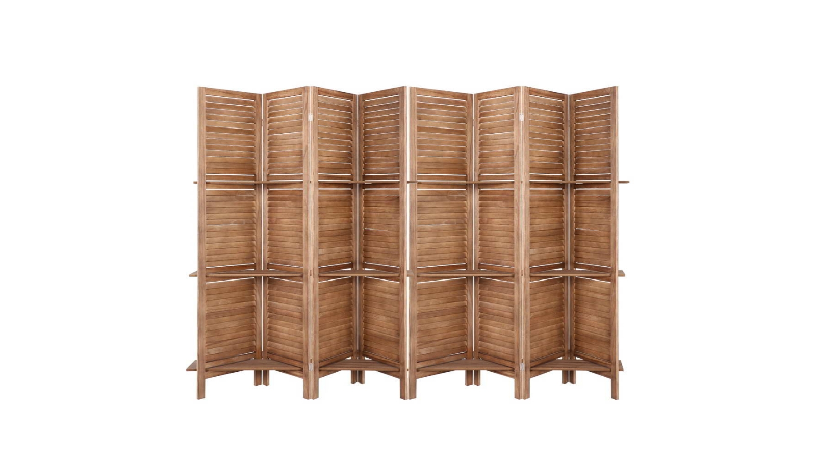 Artiss 8 Panel Room Divider Screen Shelf - Brown