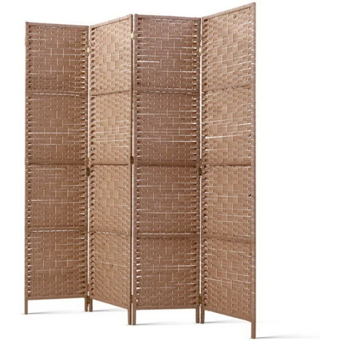 Artiss 4 Panel Woven Room Divider - Natural