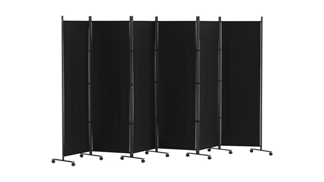 Artiss Black 6 Panel Screen Fabric Room Divider - 323cm
