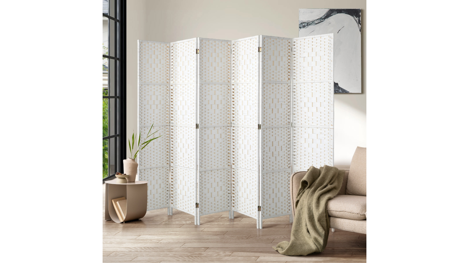 Oikiture White 6Panel Room Divider Harvey Norman