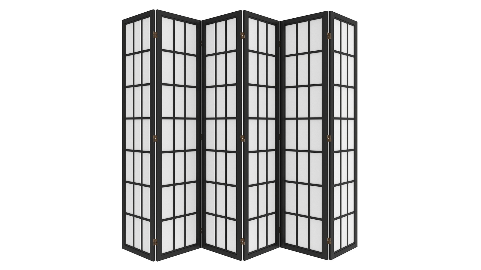 Levede 6 Panel Solid Wood Room Divider Screen - Black