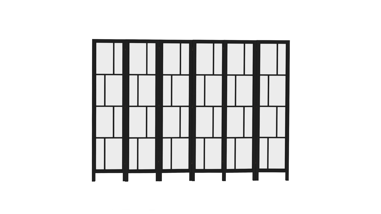 Levede 6 Panel Large Lattice Solid Wood Room Divider Screen - Black