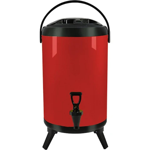 SOGA 14L Stainless Steel Milk Tea Barrel with Faucet - Red
