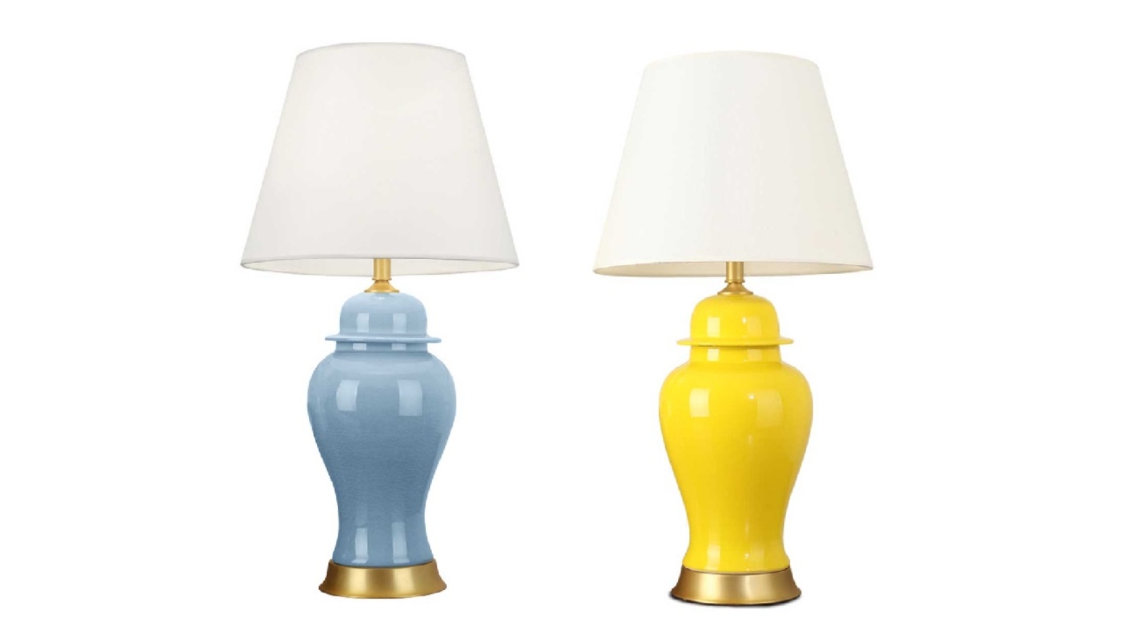 SOGA Ceramic Oval Table Lamp with Gold Metal Base Desk Lamp 