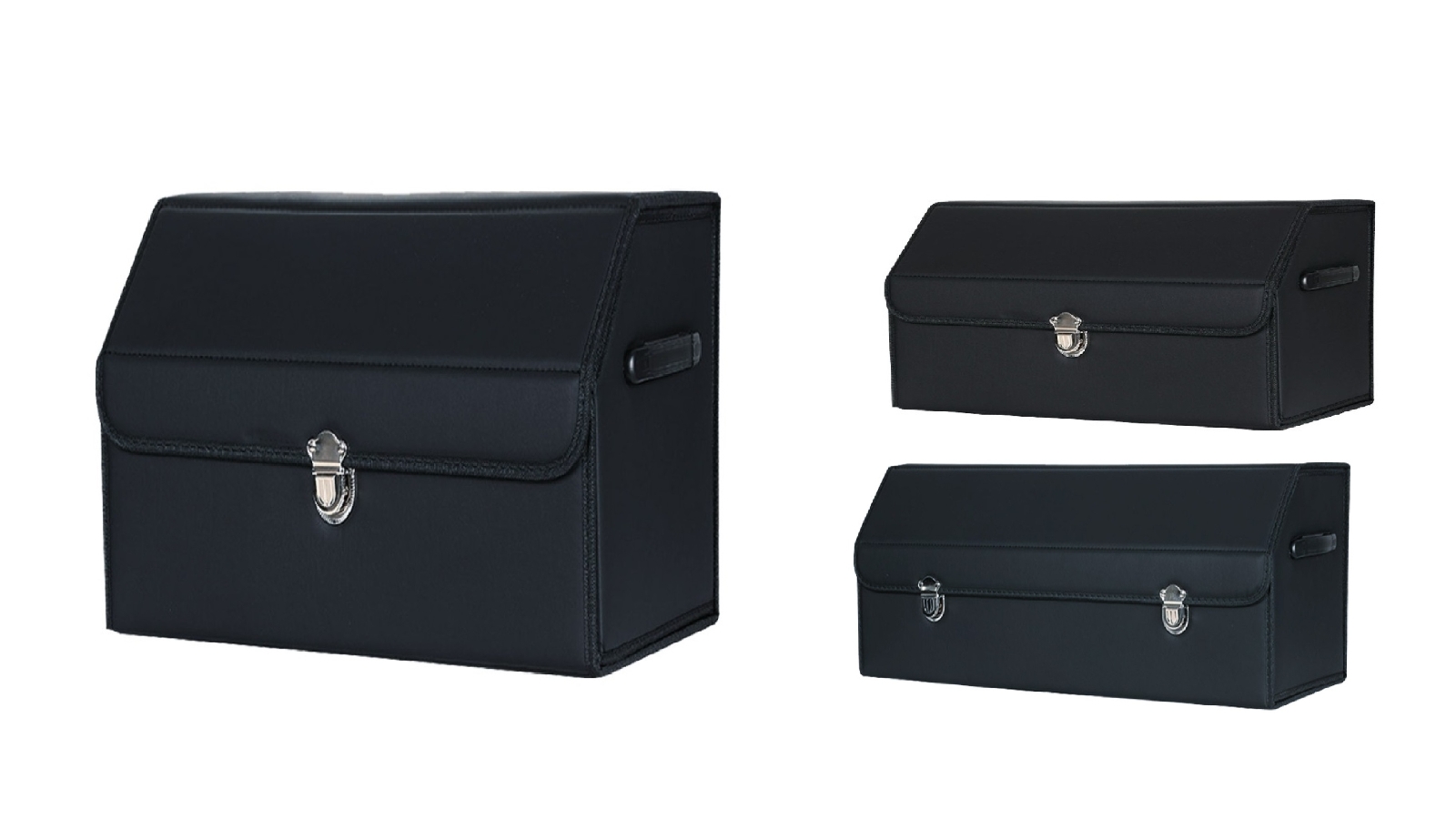 SOGA Black Leather Car Boot Collapsible Foldable Trunk with Lock ...