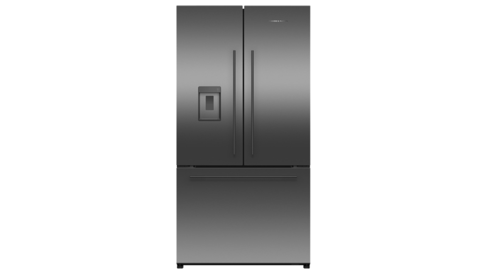 Fisher & Paykel 612L Series 7 Plumbed Water Dispenser French Door Fridge - Black Stainless Steel