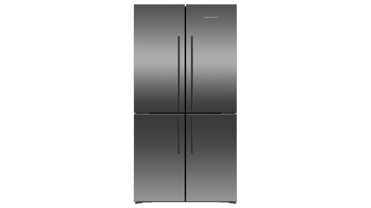 Fisher & Paykel 538L Freestanding Quad Door Fridge Black Stainless Steel Harvey Norman