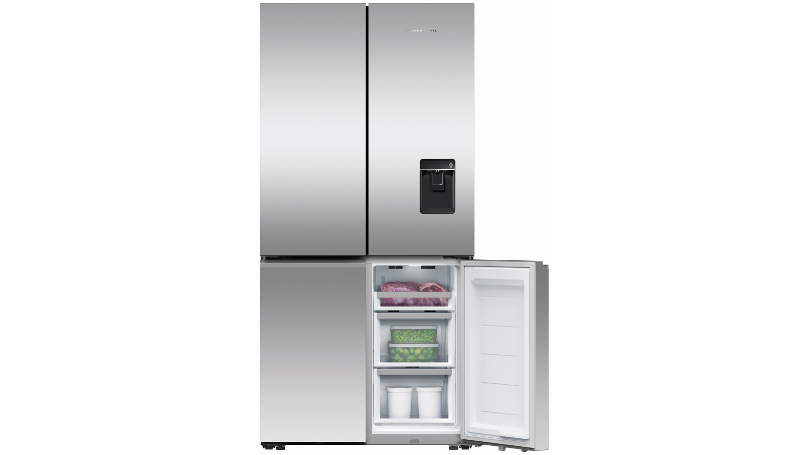 Fisher & Paykel 690L Quad Door Fridge with Ice & Water Dispenser Stainless Steel Harvey Norman