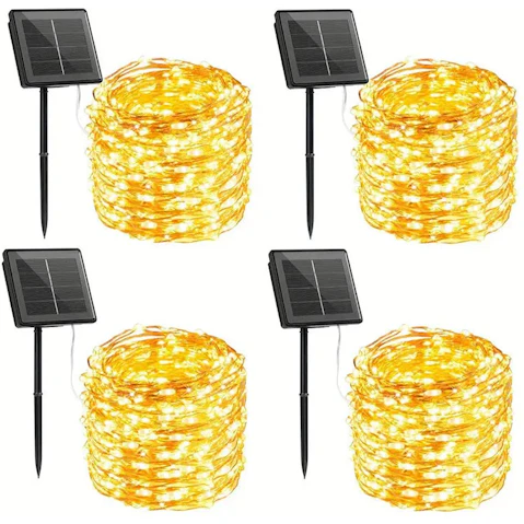 TM 4 Piece Waterproof Solar Light String Set for Outdoor Use