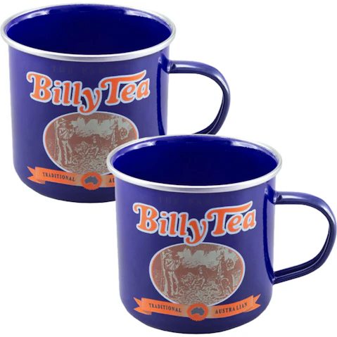 Rojo Set of 2 450ml Billy Enamel Mug - Blue